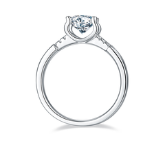 DEDEJILL Classic 4-Prong Hourglass Waist Pave Round Cut S925 Silver Platinum-Plated Moissanite Women's Ring - 1ct D Grade