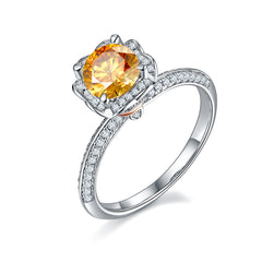 DEDEJILL Love's Bouquet Pave S925 Silver Platinum-Plated Moissanite Women's Ring - 1ct D Grade