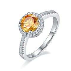 DEDEJILL Deluxe Round Cut Halo S925 Silver-Plated Platinum Moissanite Women's Ring - 1ct D Grade.