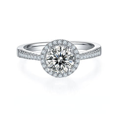 DEDEJILL Deluxe Round Cut Halo S925 Silver-Plated Platinum Moissanite Women's Ring - 1ct D Grade.