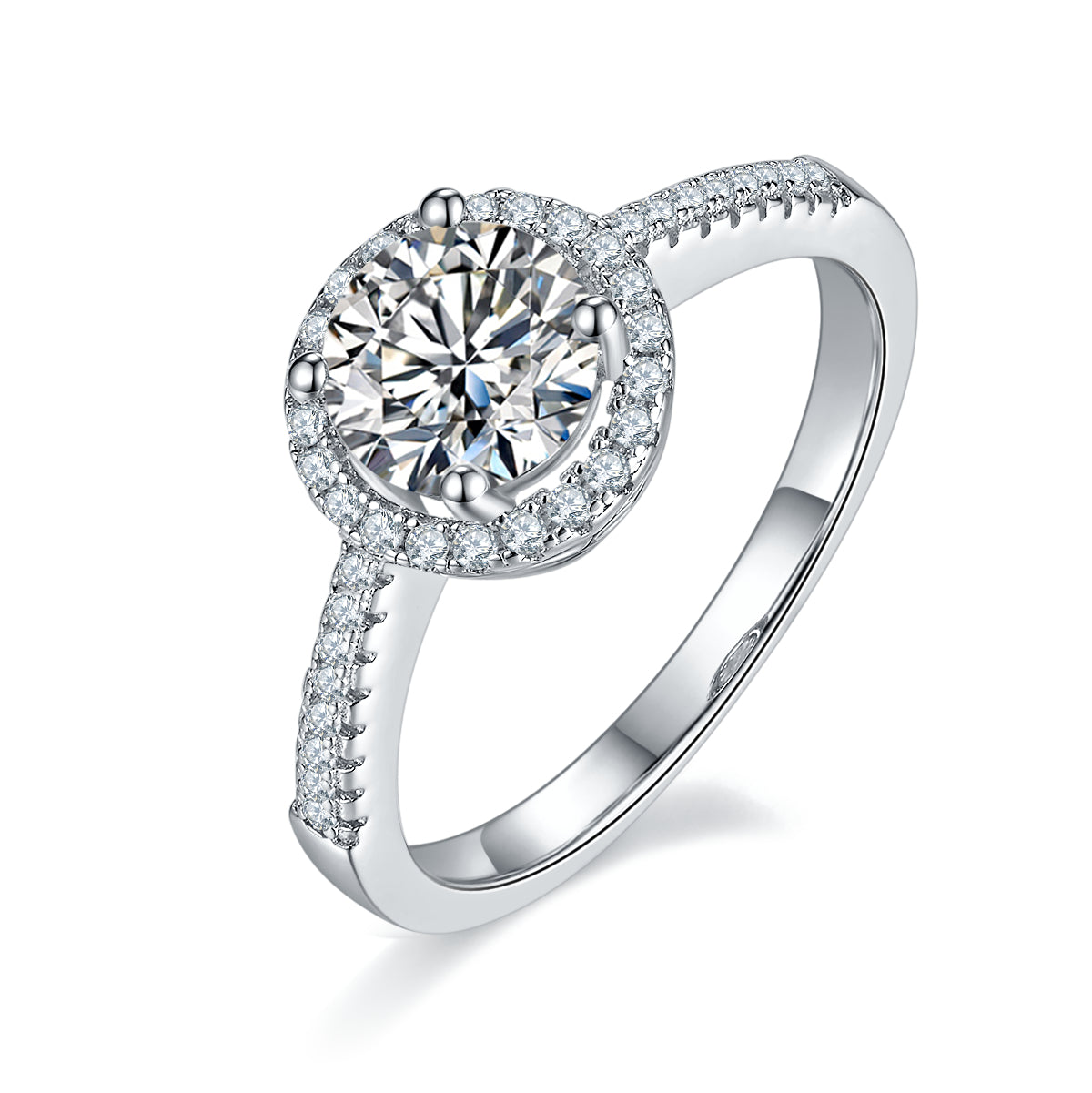 DEDEJILL Deluxe Round Cut Halo S925 Silver-Plated Platinum Moissanite Women's Ring - 1ct D Grade.