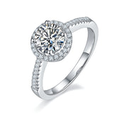 DEDEJILL Deluxe Round Cut Halo S925 Silver-Plated Platinum Moissanite Women's Ring - 1ct D Grade.