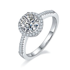 DEDEJILL Deluxe Round Cut Halo S925 Silver-Plated Platinum Moissanite Women's Ring - 1ct D Grade.