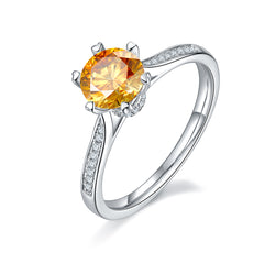 DEDEJILL Turn of Fortune Pave Sterling Silver Plated Platinum Round Cut Moissanite Ring-1ct D Grade