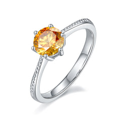 DEDEJILL Pearl-Edged Promise Sterling Silver Plated Platinum Round Cut Moissanite Ring-1ct D Grade