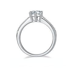 DEDEJILL Pearl-Edged Promise Sterling Silver Plated Platinum Round Cut Moissanite Ring-1ct D Grade