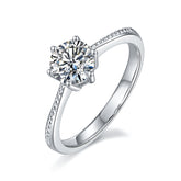 DEDEJILL Pearl-Edged Promise Sterling Silver Plated Platinum Round Cut Moissanite Ring-1ct D Grade