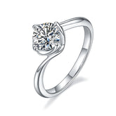 DEDEJILL Twisted Blossom Bud Sterling Silver Plated White Gold Round Cut Moissanite Ring-1ct D Grade