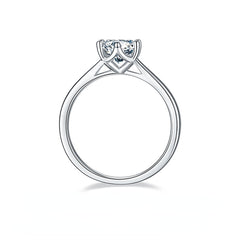 DEDEJILL Straight-Arm Six-Prong Sterling Silver Plated White Gold Round Cut Moissanite Ring-1ct D Grade