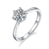 DEDEJILL Straight-Arm Six-Prong Sterling Silver Plated White Gold Round Cut Moissanite Ring-1ct D Grade