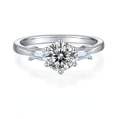 DEDEJILL Elegant Simplicity Sterling Silver Plated Platinum Round Cut Moissanite Ring-1ct D Grade
