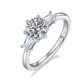 DEDEJILL Elegant Simplicity Sterling Silver Plated Platinum Round Cut Moissanite Ring-1ct D Grade
