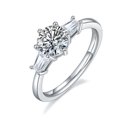 DEDEJILL Elegant Simplicity Sterling Silver Plated Platinum Round Cut Moissanite Ring-1ct D Grade