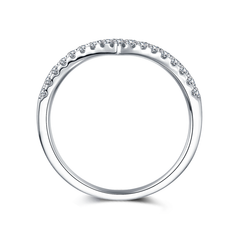 DEDEJILL V-Shaped S925 Silver Platinum-Plated Moissanite Ring