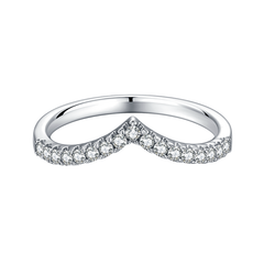 DEDEJILL V-Shaped S925 Silver Platinum-Plated Moissanite Ring