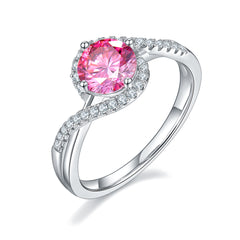 DEDEJILL Angel's Eye Sterling Silver Plated White Gold Round Cut Moissanite Ring-1ct D Grade