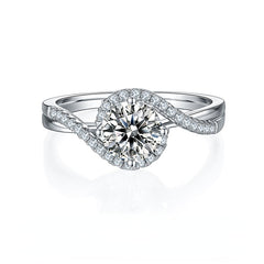 DEDEJILL Angel's Eye Sterling Silver Plated White Gold Round Cut Moissanite Ring-1ct D Grade
