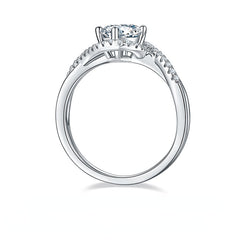 DEDEJILL Angel's Eye Sterling Silver Plated White Gold Round Cut Moissanite Ring-1ct D Grade