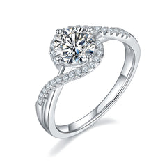 DEDEJILL Angel's Eye Sterling Silver Plated White Gold Round Cut Moissanite Ring-1ct D Grade