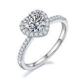 DEDEJILL Devoted Love Sterling Silver Plated White Gold Moissanite Heart Halo Ring-1ct D Grade