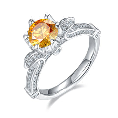 DEDEJILL Swan Lake Sterling Silver Plated White Gold Round Cut Moissanite Ring-1ct D Grade