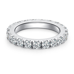 DEDEJILL Full Circle Pave S925 Sterling Silver Platinum-Plated Moissanite Ring - 3.0mm D Grade