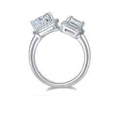 DEDEJILL Gemini - Dancing Heart Halo Moissanite S925 Silver Platinum-Plated Women's Ring - 1ct D Grade