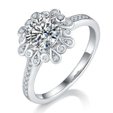 DEDEJILL Dazzling Fireworks Sterling Silver Plated White Gold Round Cut Moissanite Halo Ring-1ct D Grade