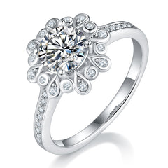 DEDEJILL Dazzling Fireworks Sterling Silver Plated White Gold Round Cut Moissanite Halo Ring-1ct D Grade