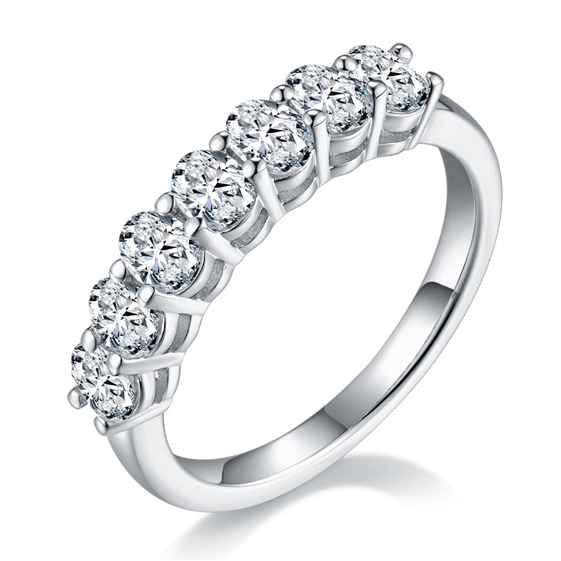 DEDEJILL Oval Cut S925 Sterling Silver Platinum-Plated Moissanite Women's Ring - 2.1 Carats D Grade