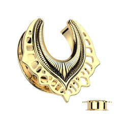 316L Surgical Steel Gold PVD Half Saddle Hanger Tribal Double Flared Ear Tunnels