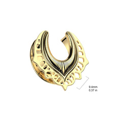 316L Surgical Steel Gold PVD Half Saddle Hanger Tribal Double Flared Ear Tunnels