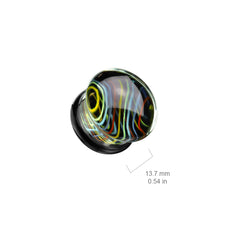 Multicoloured Stripe Pyrex Glass Double Flared Plugs