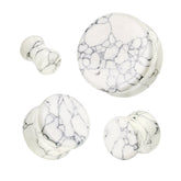 Organic Natural White Turquoise Double Flared Plugs