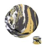 Organic Natural Yellow Black And White Imperial Turquoise Stone Double Flared Ear Plugs