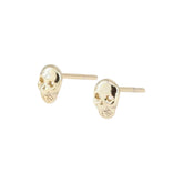 Pair Of 925 Sterling Silver Gold PVD Skull Stud Minimal Earrings