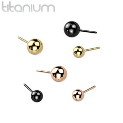 Implant Grade Titanium Black PVD Threadless Push In Ball Top Labret With Flat Back