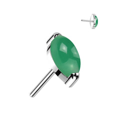 Implant Grade Titanium Marquise Green Onyx Threadless Push In Labret