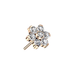 Implant Grade Titanium Threadless Rose Gold PVD Push In Nose Ring White CZ Flower With Flat Back