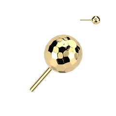 Implant Grade Titanium Gold PVD Threadless Push In Glitter Ball Top Labret With Flat Back