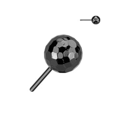 Implant Grade Titanium Black PVD Threadless Push In Glitter Ball Top Labret With Flat Back