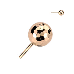 Implant Grade Titanium Rose Gold PVD Threadless Push In Glitter Ball Top Labret With Flat Back