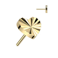 Implant Grade Titanium Gold PVD Ridged Heart Threadless Push In Labret