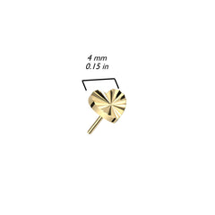 Pair of Implant Grade Titanium Dainty Ridged Heart Threadless Push In Earrings With Flat Back