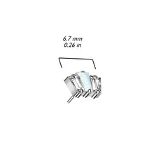 Implant Grade Titanium Triple Baguette White CZ Blue Opal Threadless Push In Labret
