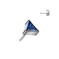 Implant Grade Titanium Royal Blue CZ Triangle Threadless Push In Labret