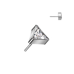 Implant Grade Titanium White CZ Triangle Threadless Push In Labret