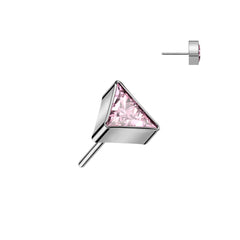Implant Grade Titanium Pink CZ Triangle Threadless Push In Labret