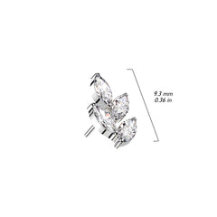 Implant Grade Titanium Gold PVD White CZ Marquise Leaf Threadless Push In Labret