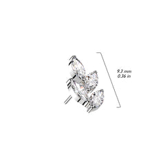 Implant Grade Titanium Large AB CZ Marquise Leaf Threadless Push In Labret
